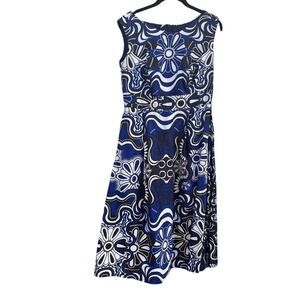 Gracie Abbey African Nigeria black and blue strapless midi dress, women's 10